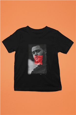 The Weeknd Baskılı Siyah Unisex Çocuk Tişört