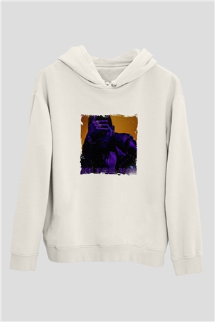 The Weeknd Baskılı Unisex Beyaz Kapüşonlu Sweatshirt