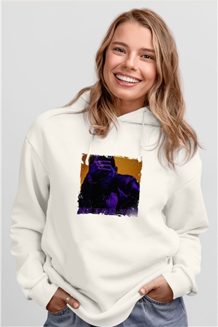 The Weeknd Baskılı Unisex Beyaz Kapüşonlu Sweatshirt