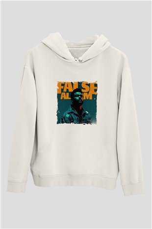The Weeknd Baskılı Unisex Beyaz Kapüşonlu Sweatshirt