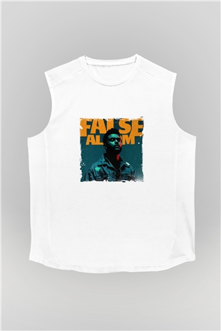 The Weeknd Baskılı Unisex Beyaz Kolsuz Tişört
