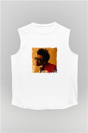 The Weeknd Baskılı Unisex Beyaz Kolsuz Tişört