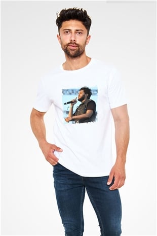 The Weeknd Baskılı Unisex Beyaz Tişört