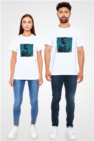 The Weeknd Baskılı Unisex Beyaz Tişört
