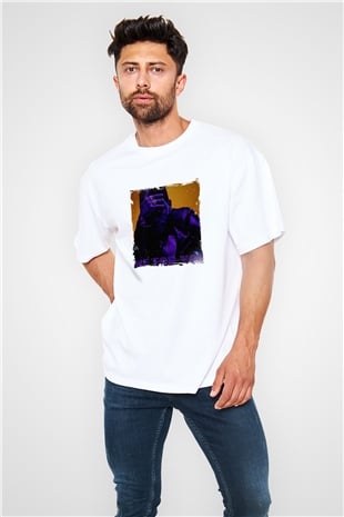 The Weeknd Baskılı Oversize Beyaz Tişört