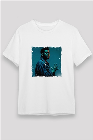The Weeknd Baskılı Unisex Beyaz Tişört