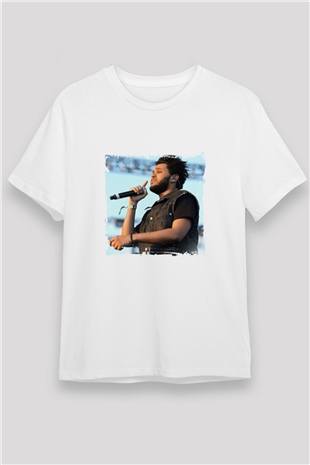 The Weeknd Baskılı Unisex Beyaz Tişört