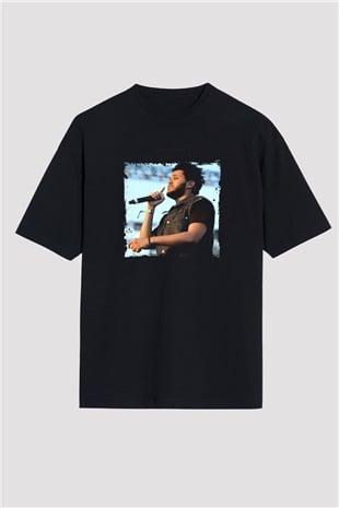 The Weeknd Baskılı Unisex Oversize Siyah Tişört
