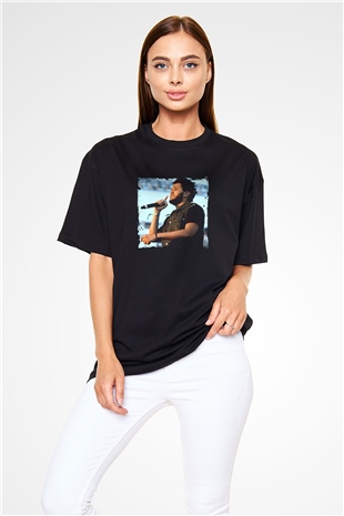 The Weeknd Baskılı Unisex Oversize Siyah Tişört