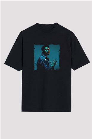 The Weeknd Baskılı Unisex Oversize Siyah Tişört