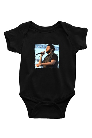 The Weeknd Baskılı Unisex Siyah Bebek Body - Zıbın