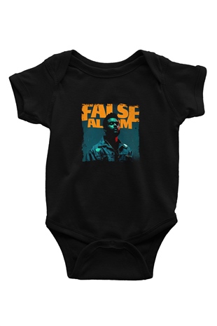 The Weeknd Baskılı Unisex Siyah Bebek Body - Zıbın
