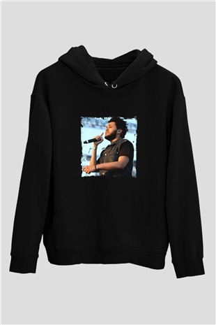 The Weeknd Baskılı Unisex Siyah Hoodie