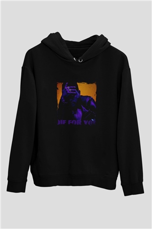 The Weeknd Baskılı Unisex Siyah Hoodie
