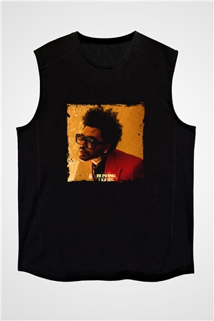 The Weeknd Baskılı Unisex Siyah Kolsuz Tişört