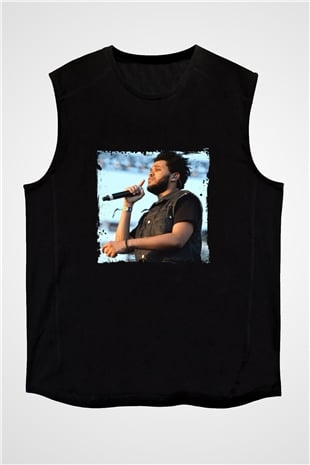 The Weeknd Baskılı Unisex Siyah Kolsuz Tişört