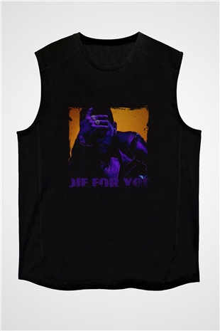 The Weeknd Baskılı Unisex Siyah Kolsuz Tişört