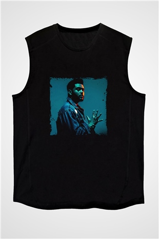 The Weeknd Baskılı Unisex Siyah Kolsuz Tişört