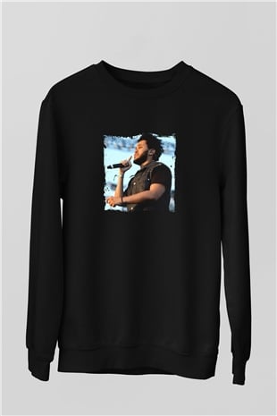 The Weeknd Baskılı Unisex Siyah Sweatshirt