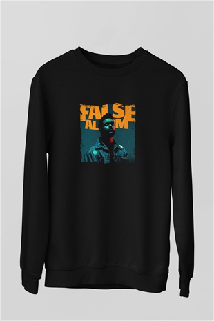 The Weeknd Baskılı Unisex Siyah Sweatshirt