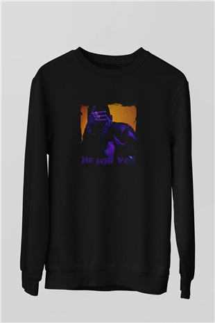 The Weeknd Baskılı Unisex Siyah Sweatshirt