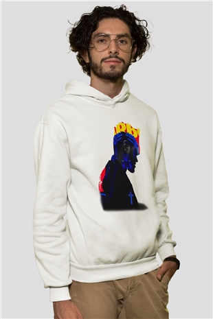 The Weeknd Beyaz Unisex Kapşonlu Sweatshirt
