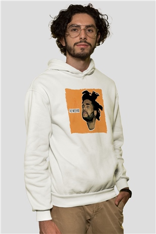 The Weeknd Beyaz Unisex Kapüşonlu Sweatshirt