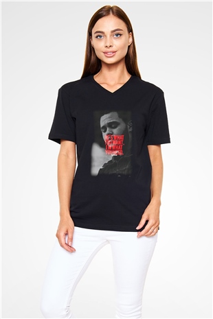 The Weeknd Siyah Unisex V Yaka Tişört T-Shirt