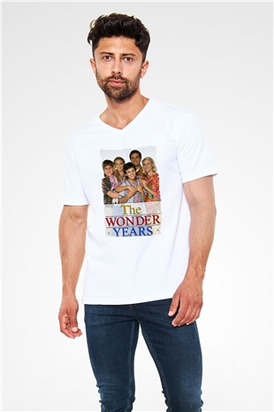 The Wonder Years Beyaz Unisex  V Yaka Tişört