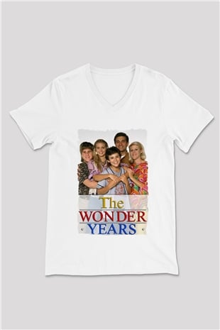 The Wonder Years Beyaz Unisex  V Yaka Tişört