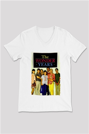The Wonder Years Beyaz Unisex  V Yaka Tişört
