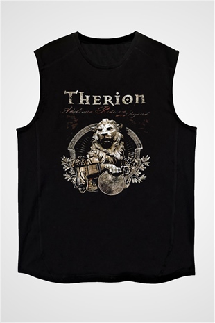 Therion Baskılı Unisex Siyah Kolsuz Tişört - Tshirt
