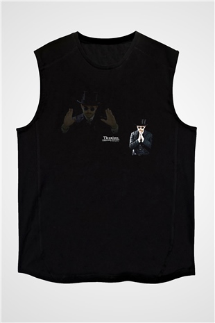 Therion Baskılı Unisex Siyah Kolsuz Tişört - Tshirt