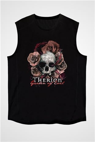 Therion Baskılı Unisex Siyah Kolsuz Tişört - Tshirt