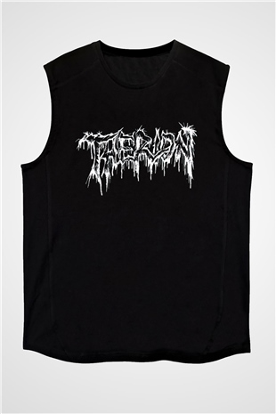Therion Baskılı Unisex Siyah Kolsuz Tişört - Tshirt