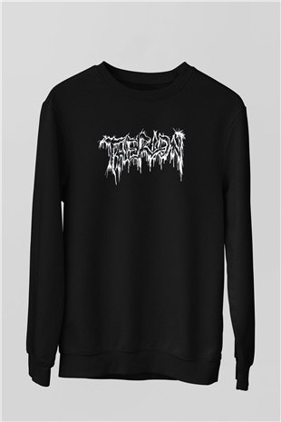 Therion Baskılı Unisex Siyah Sweatshirt