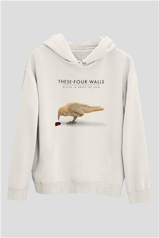 These Four Walls Baskılı Beyaz Unisex Kapüşonlu Sweatshirt