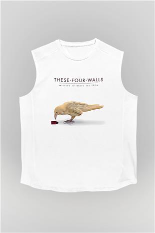 These Four Walls Baskılı Beyaz Unisex Kolsuz Tişört - Tshirt