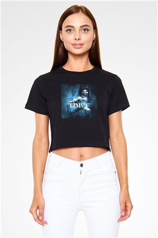 Thief Siyah  Crop Top Tişört