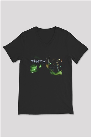 Thief Siyah Unisex V Yaka Tişört