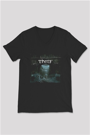 Thief Siyah Unisex V Yaka Tişört