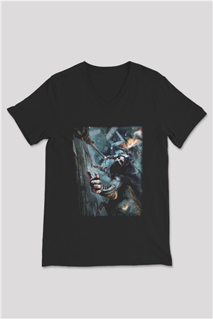 Thief Siyah Unisex V Yaka Tişört T-Shirt
