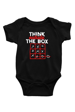 Think Outside Box BaskılıSiyah  Bebek Body - Zıbın