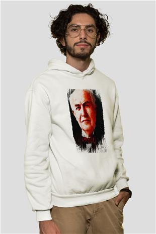 Thomas Alva Edison Baskılı Unisex Ekru Hoodie