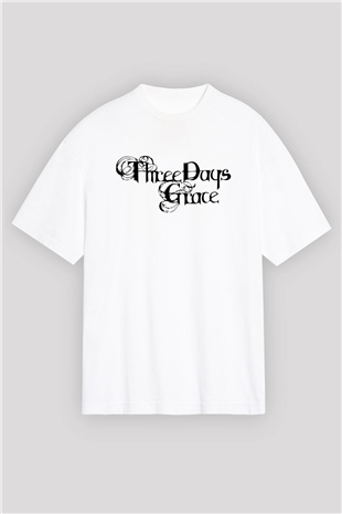 Three Days Grace Beyaz Unisex Oversize Tişört T-Shirt