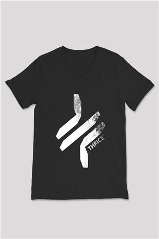 Thrice Siyah Unisex V Yaka Tişört T-Shirt