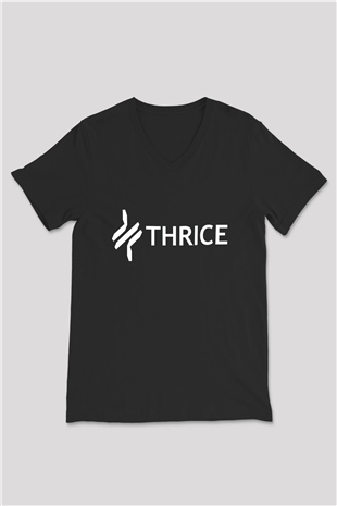 Thrice Siyah Unisex V Yaka Tişört T-Shirt