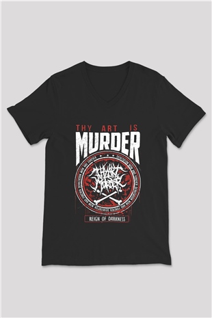 Thy Art Is Murder Siyah Unisex V Yaka Tişört T-Shirt