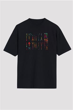 Tıbbi Aletler Baskılı Unisex Oversize Tişört - Tshirt