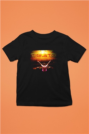 Tiesto Baskılı Siyah Unisex Çocuk Tişört